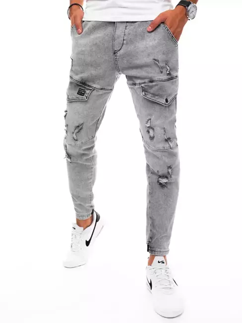 Spodnie męskie jeansowe typu bojówki jasnoszare Dstreet UX3279