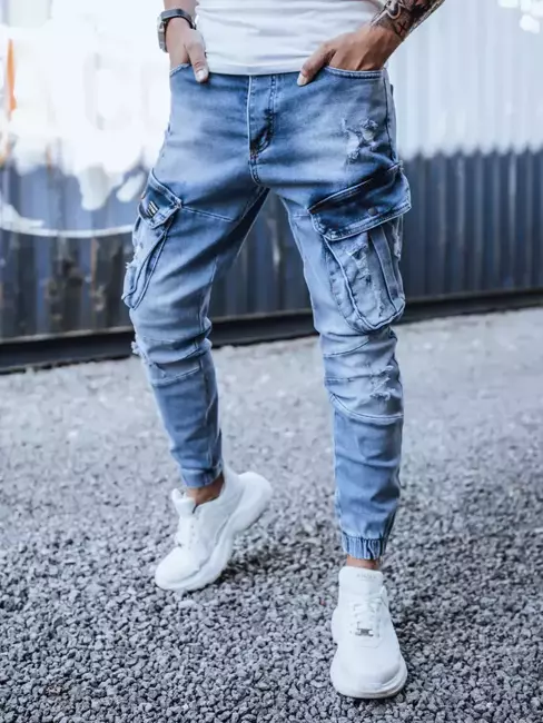 Spodnie męskie jeansowe typu bojówki niebieskie Dstreet UX3261