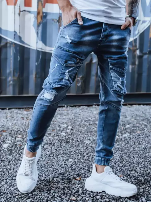 Spodnie męskie jeansowe typu bojówki niebieskie Dstreet UX3265