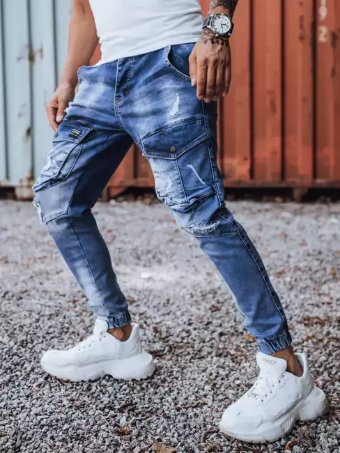 Spodnie męskie jeansowe typu bojówki niebieskie Dstreet UX3266