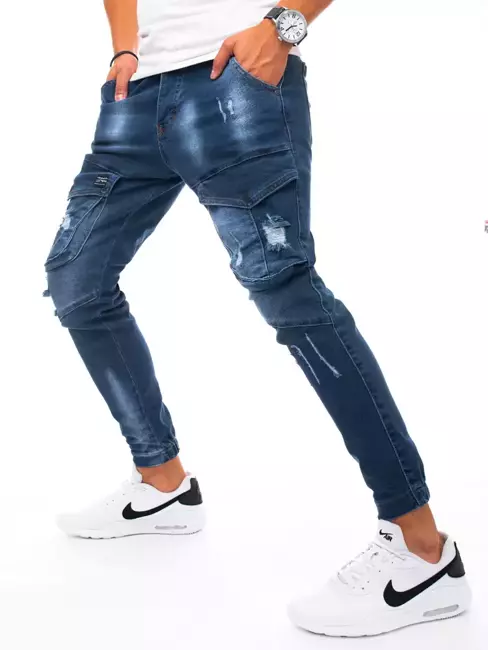 Spodnie męskie jeansowe typu bojówki niebieskie Dstreet UX3270