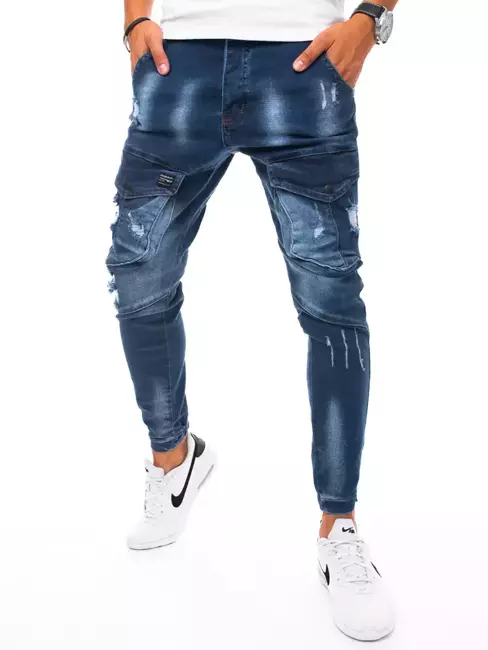 Spodnie męskie jeansowe typu bojówki niebieskie Dstreet UX3271