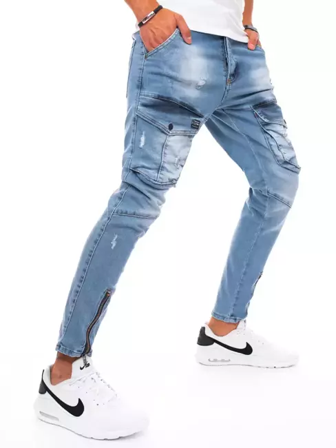 Spodnie męskie jeansowe typu bojówki niebieskie Dstreet UX3294