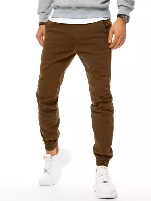 Spodnie męskie jeansowe typu jogger brązowe Dstreet UX3170