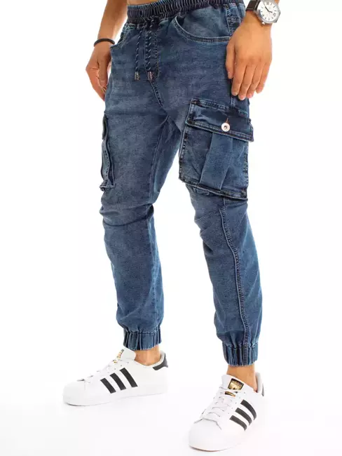 Spodnie męskie jeansowe typu jogger niebieskie Dstreet UX3227