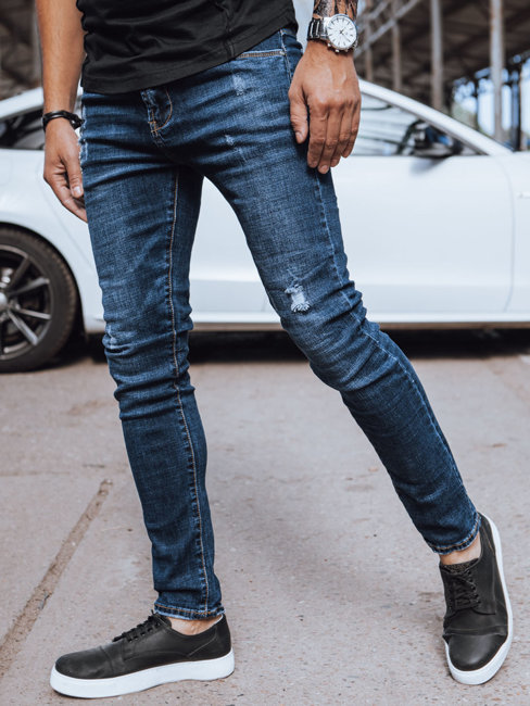 Spodnie męskie jeansowe z dziurami niebieskie Dstreet UX4021