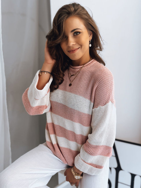 Sweter damski AMELIA w różowo-białe paski Dstreet MY1855z