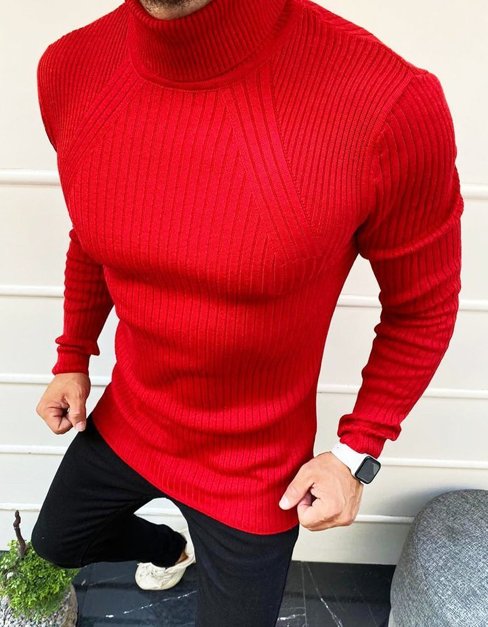 Sweter męski golf czerwony Dstreet WX1619