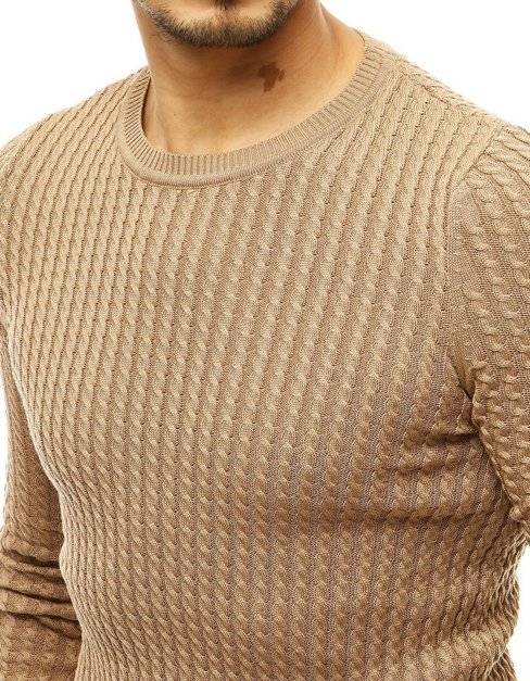 Sweter męski wkładany przez głowę beżowy Dstreet WX1661