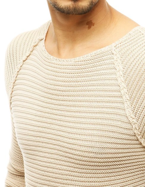 Sweter męski wkładany przez głowę beżowy WX1578