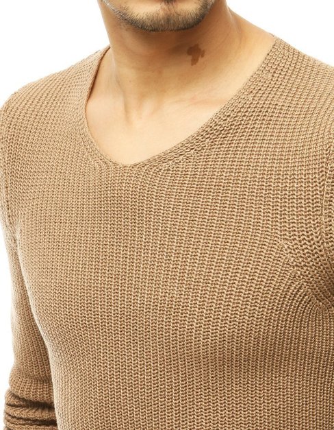 Sweter męski wkładany przez głowę brązowy WX1591