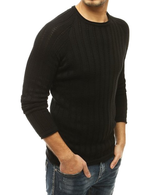 Sweter męski wkładany przez głowę czarny WX1593