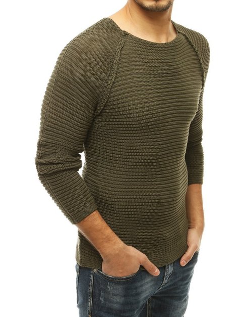Sweter męski wkładany przez głowę khaki Dstreet WX1663