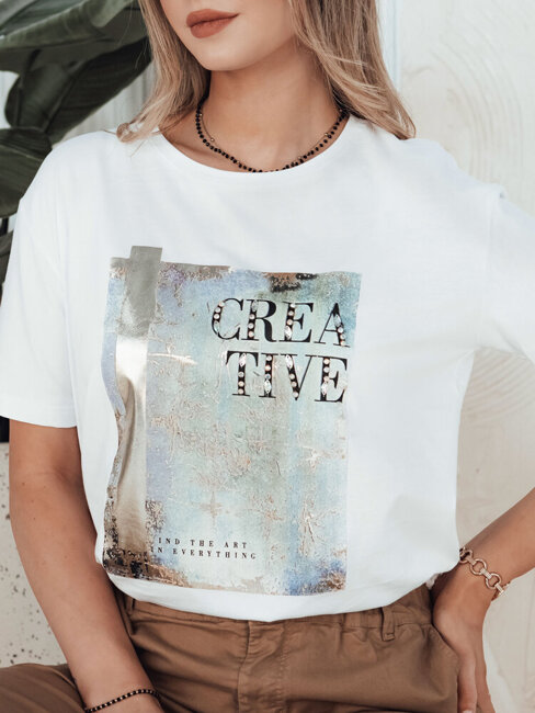 T-shirt damski CREATIVE biały Dstreet RY2609