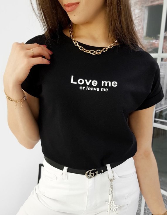 T-shirt damski LOVE ME czarny Dstreet RY1585