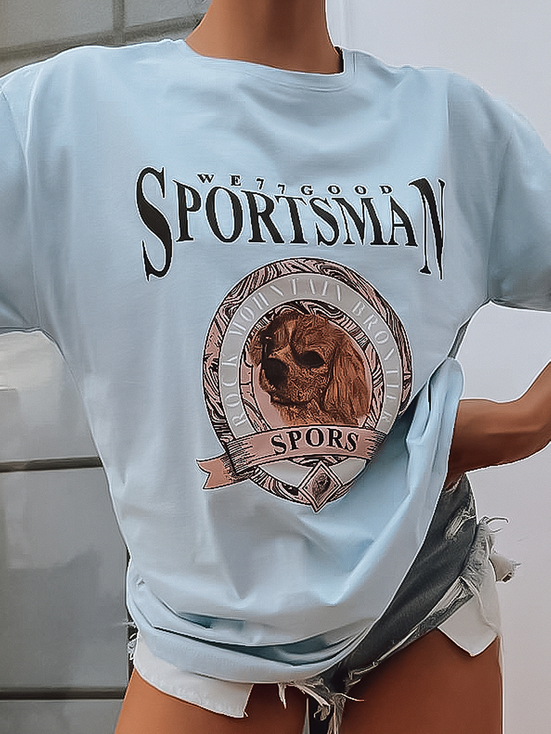 T-shirt damski SPORTSMAN błękitny Dstreet RY2052