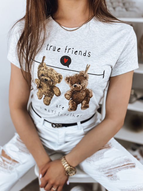 T-shirt damski TRUE FRIENDS jasnoszary Dstreet RY1998