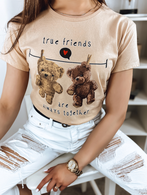 T-shirt damski TRUE FRIENDS kawowy Dstreet RY1999