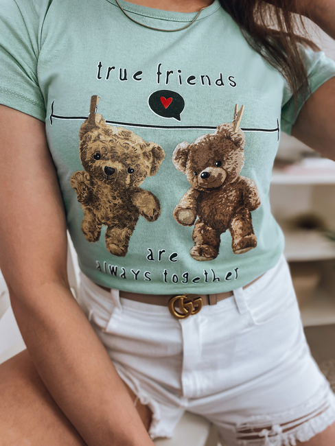 T-shirt damski TRUE FRIENDS miętowy Dstreet RY2000