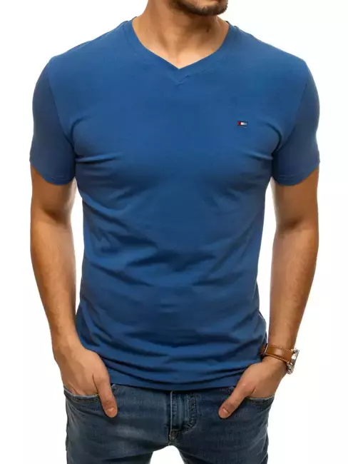 T-shirt męski bez nadruku chabrowy Dstreet RX4977