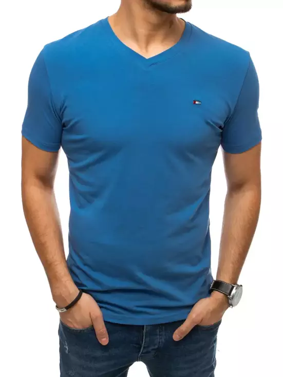 T-shirt męski bez nadruku ciemnoniebieski Dstreet RX4544