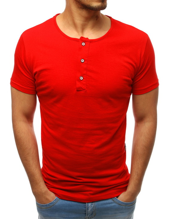 T-shirt męski bez nadruku czerwony Dstreet RX3462