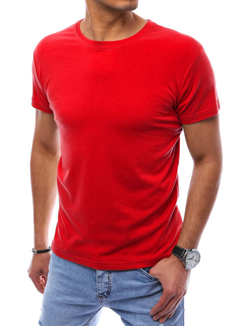 T-shirt męski bez nadruku czerwony Dstreet RX5306