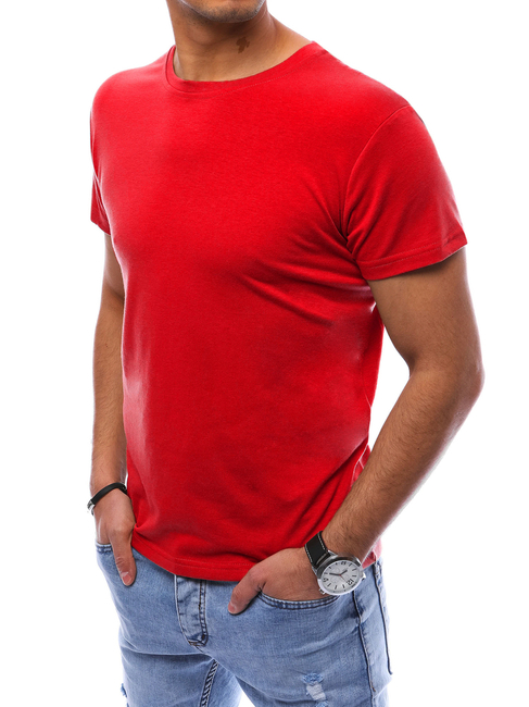 T-shirt męski bez nadruku czerwony Dstreet RX5306