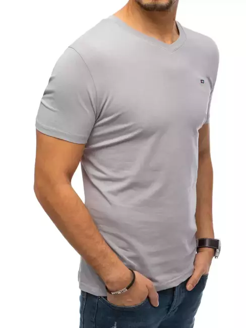 T-shirt męski bez nadruku jasnoszary Dstreet RX4545