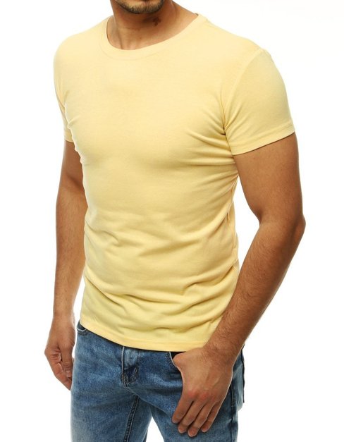 T-shirt męski bez nadruku jasnożółty Dstreet RX4188
