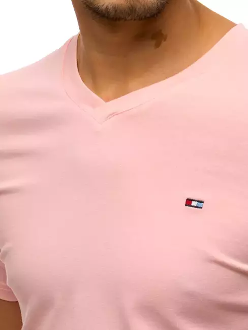 T-shirt męski bez nadruku różowy Dstreet RX4466