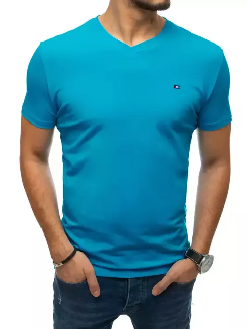 T-shirt męski bez nadruku turkusowy Dstreet RX4976