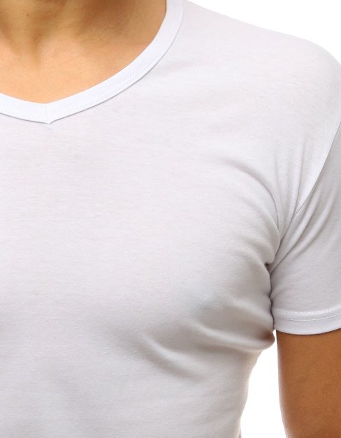 T-shirt męski bez nadruku w serek biały Dstreet RX2578
