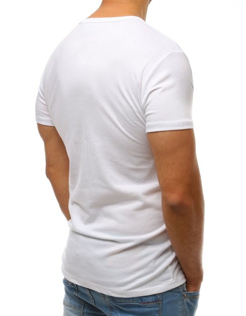 T-shirt męski bez nadruku w serek biały Dstreet RX2578
