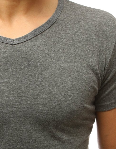 T-shirt męski bez nadruku w serek ciemnoszary Dstreet RX4557