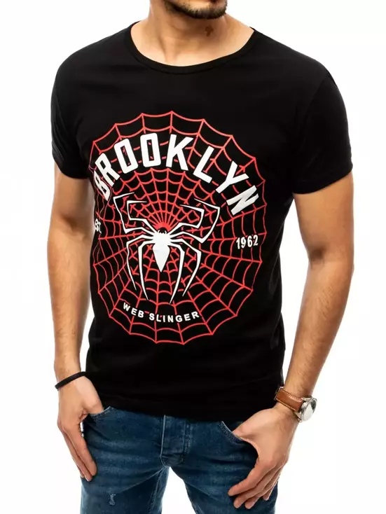 T-shirt męski czarny z nadrukiem Dstreet RX4482