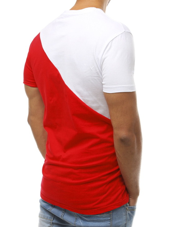 T-shirt męski z nadrukiem biało-czerwony RX3738