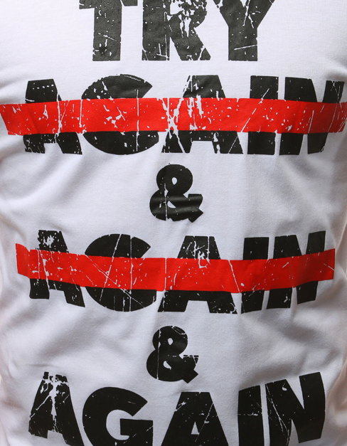 T-shirt męski z nadrukiem biały Dstreet RX2999