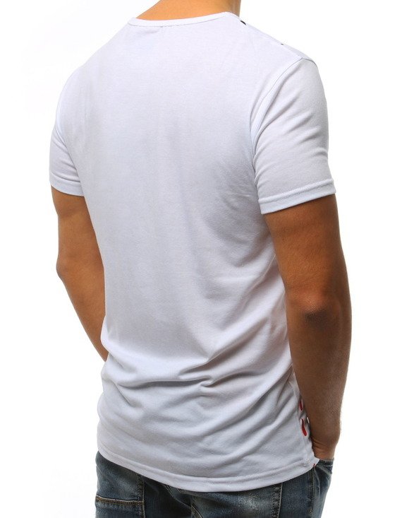 T-shirt męski z nadrukiem biały Dstreet RX3064