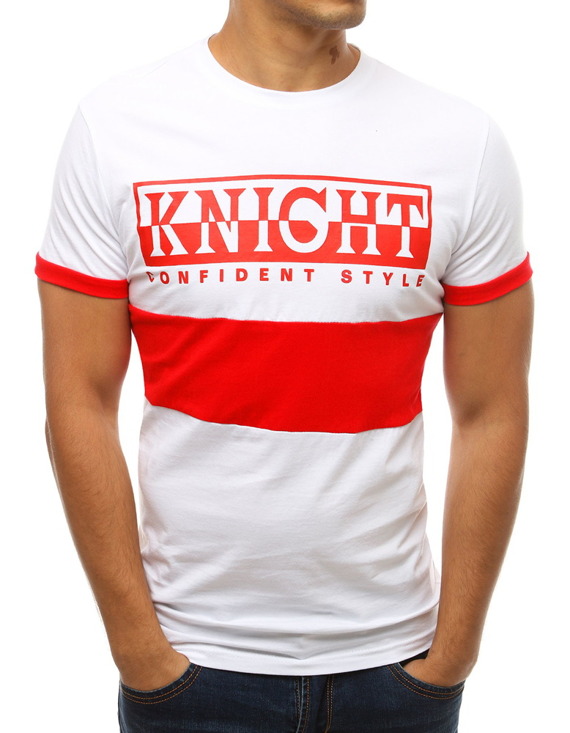 T-shirt męski z nadrukiem biały Dstreet RX3775