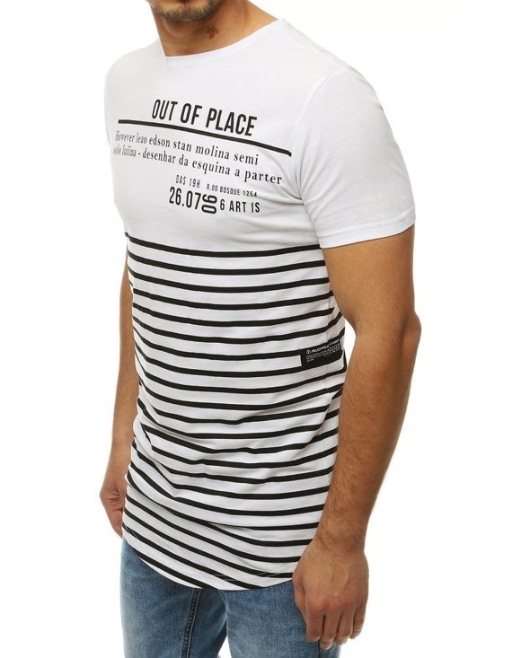 T-shirt męski z nadrukiem biały Dstreet RX4214