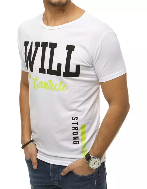 T-shirt męski z nadrukiem biały Dstreet RX4341