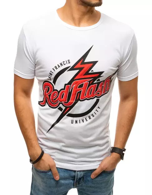 T-shirt męski z nadrukiem biały Dstreet RX4354