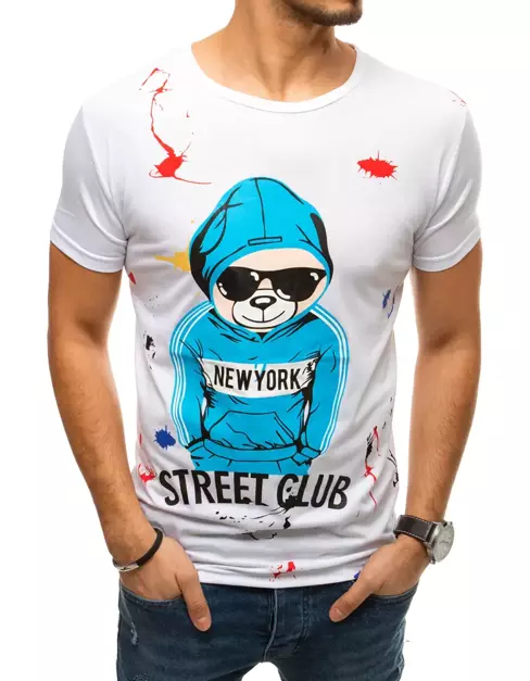 T-shirt męski z nadrukiem biały Dstreet RX4362