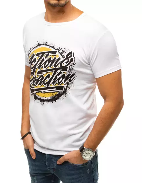 T-shirt męski z nadrukiem biały Dstreet RX4374
