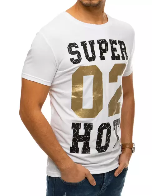 T-shirt męski z nadrukiem biały Dstreet RX4380