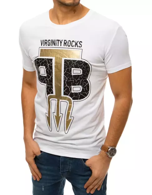 T-shirt męski z nadrukiem biały Dstreet RX4382