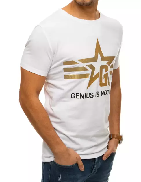 T-shirt męski z nadrukiem biały Dstreet RX4390