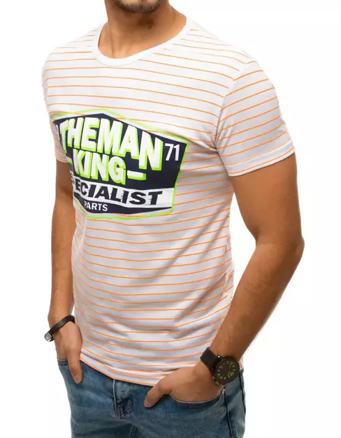 T-shirt męski z nadrukiem biały Dstreet RX4397