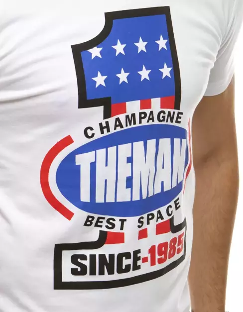 T-shirt męski z nadrukiem biały Dstreet RX4406
